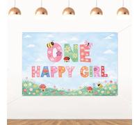 YO PERREO SOLA One Happy Girl 1st Birthday Backdrop 5x3ft Bee Ladybug Butterfly Garden Party Photo Background Colorful Bug Insect Birthday Decorations for Girls First Birthday Photo Booth