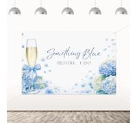 YO PERREO SOLA Something Blue Before I Do Backdrop 5x3ft Blue Hydrangea Bridal Shower Photo Background Champagne Glass Wedding Shower Decorations for Bachelorette Bridal Brunch Party Supplies