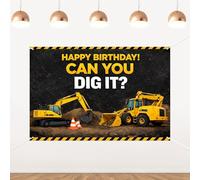 YO PERREO SOLA Yellow Construction Vehicle Can You Dig It Birthday Backdrop Truck Theme Party Background Cloth for Boys Excavator Bulldozer Decor Photo Booth