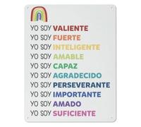 Yo Soy Quote Metal Sign Rainbow Words 12x8 Inch
