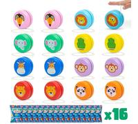 Yo Yo Kids Pack 16 Animal Party Bag Fillers for Kids Unisex - BONNYCO | Wooden Yoyo Party Favours | Yoyo Pinata Fillers, Return Gifts for Birthday Pre Filled, Children Classroom Prizes | Mini Toys