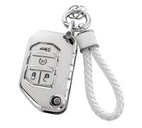 YO&YOYE for Jeep Key Fob Cover with Keychain, Soft TPU Key Case Protection Fit for 2018-2022 Jeep Gladiator Wrangler Sahara Rubicon