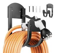 YOADEHOA Garden Hose Holder Wall Mount - Metal Water Hose Hanger for Outside, Durable Hose Hook for Garden Garage Yard Storage (Black-1PC)