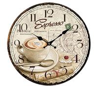 YOAI 12 Inch Vintage Wall Clock Wooden Wall Clock Silent for Living Room, Kitchen, Office and Bedroom (Coffee)
