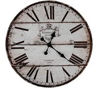 YOAI Wall Clock Kitchen Clock Vintage Shabby Chic Antique Rustic Country House Quartz Clock Made of MDF with Silent Clockwork 12 Inches Diameter 30 cm (London)