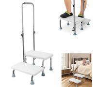 yoakaiax 2 Step Stool with Handle for Elderly, Heavy Duty 2 Step Stool for Adults Elderly Step Stools for Adults, Foot Stool for Bedside, Kitchen, Car, Bathtub, Safely Supports up to 352 Pounds White