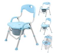 yoakaiax 4-in-1Bedside Commode Chair for Adults and Seniors, Standard Seat, Portable Toilet, Adjustable Toilet Chair for Adults and Seniors, Removable Pail, Backrest, Sturdy Folding Frame, 400lbs Bl