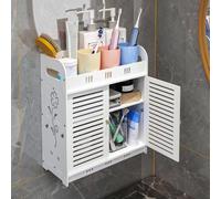 yoakaiax Bathroom Wall Cabine Freestanding Bathroom Cabinet Wall Cabinet Wall Mounted Storage Organizer with 2 Louvered Doors, Medicine Cabinets with Fluted Desktop, Over The Toilet Storage White