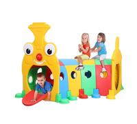 yoakaiax Kids Play Tunnel for Toddlers, Trains Shape Baby Tunnel Crawl Indoor Tunnel Toy for Baby or Pet, Length Adjustable Play Tunnel Indoor and Outdoor Game, 74.8" x 35.4" Yellow