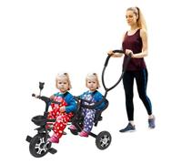 yoakaiax Kids Tricycle for 2-8 Year Olds,Toddler Bike, Tandem Tricycle with Double Seat and Storage Basket, Baby Balance Bike with Push Handle, Kids Push Trike with Safe Bar, Bell and Mirror Include