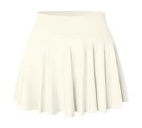 YOAKAKU Pleated Tennis Skater Skirts for Women with Pocket Shorts Flowy Golf Athletic Skort Sports Mini Skirt, Beige, M