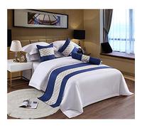 YOAKE Solid Bed Scarf Bed Runner Bedding Scarf Protection for Hotel Guesthouse Resorts Bedroom (Blue,210X50cm for 1.5m Bed)