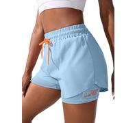YOAKUKA Women's 2 in 1 Workout Cycling Shorts Gym Workout Yoga Running Biker Tennis Skirts Clothes Summer, Baby Blue, S