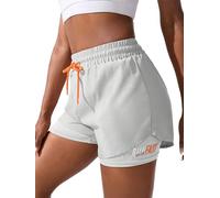 YOAKUKA Women's 2 in 1 Workout Shorts Gym Workout Yoga Running Biker Tennis Skirts Clothes Summer, White, M