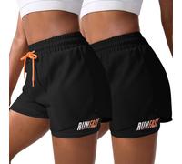 YOAKUKA Women's 2 in 1 Workout Sport Shorts Gym Workout Yoga Running Biker Tennis Skirts Clothes Summer, Black-Black, XL