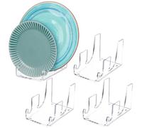 Yoande 4 Pcs Plate Dinnerware Display Stand Acrylic Clear Plate Stand China Platters Plate Holder Setting Plate Racks for Kitchenware Display Plates Cabinet Organizer (2 Tier)