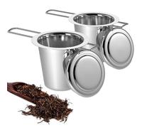 Yoassi Tea Infuser, 304 Stainless Steel Tea Filter Strainer with Foldable Handle and Lid, Perfect for Hanging on Teapots, Mugs, Cups to steep Loose Leaf Tea and Coffee, 2 Pack