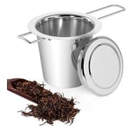 Yoassi Tea Infuser, 304 Stainless Steel Tea Filter Strainer with Foldable Handle and Lid, Perfect for Hanging on Teapots, Mugs, Cups to steep Loose Leaf Tea and Coffee, 1 Pack
