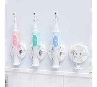 Yoassi Wall Mounted Electric Toothbrush Holders, Easy Installation Strong Self-Adhesive Toothbrush Holder for Bathroom 4 Packs Universal Toothpaste Stand Organizer, Auto Lock by Gravity