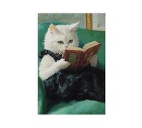 YOAUTGMB Humorous Cat Reading '101 Things to Knock Over' Canvas Poster Bedroom Decor Landscape Office Room Decor Gift 16x24inch(40x60cm)