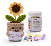 YOBEIC Get Well Soon Gifts - Get Well Gifts for Women Men Patients after Surgery Sick Chemo 50+ Positive Message and Handmade Knitted Crochet Sunflower Capsule Bottle with Card Emotional Support