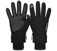 Yobenki Cycling Gloves, Touchscreen Gloves Waterproof Winter Warm Gloves with Cuff Anti Slip Thermal Gloves for Running Cycling Driving Men Women (Black, L)