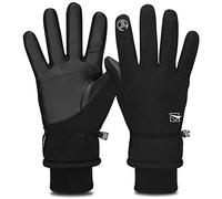 Yobenki Cycling Gloves, Touchscreen Gloves Waterproof Winter Warm Gloves with Cuff Anti Slip Thermal Gloves for Running Cycling Driving Men Women (Black, S)