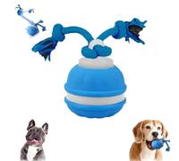 Yobensun Rolling Dog Toy, Automatic Dog Walker Interactive Indestructible Waggle Ball Toy, Bite & Wear-Resistant, USB Rechargeable, with Speedy Rolling Action and Wagging Rope (blue)