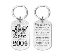 Yobent 22nd Birthday Gifts for Him Men 2004, 22 Year Old Birthday Keyring | Happy 22nd Birthday Keyring, The Legend was Born in 2004