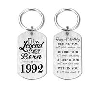 Yobent 34th Birthday Gifts for Him Men 1992, 34 Year Old Birthday Keyring | Happy 34th Bday Keyring, The Legend was Born in 1992