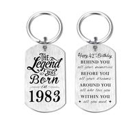 Yobent 42nd Birthday Gifts for Men 1983, 42 Year Old Birthday Gifts for Women, Happy 42nd Bday Keyring, The Legend was Born in 1983