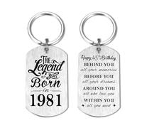 Yobent 45th Birthday Gifts for Men 1981, 45 Year Old Birthday Gift for Male Man, Happy 45th Bday Keyring, The Legend was Born in 1981