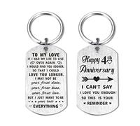 Yobent 4th Anniversary Keyring Gifts for Husband Him Her, Happy Fourth 4 Years Anniversary Key Ring Chain for Men Women