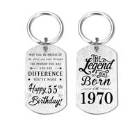 Yobent 55th Birthday Gifts for Men 1968, Happy 55th Birthday Keychain, 55 Year Old Birthday Gift for Male Man, The Legend was Born in 1968
