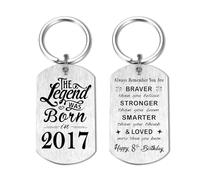 Yobent 8th Birthday Gifts for Teen Boys Son Grandson 2017, 8 Year Old Bday Gifts for Girls Daughter, Happy 8th Birthday Keyring, The Legend Was Born in 2017
