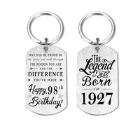 Yobent 98th Birthday Gifts for Men 1927, 98 Year Old Birthday Gift for Man Male, Happy 98th Bday Keyring Him Her, The Legend was Born in 1927
