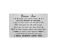 Yobent Bonus Son Card Gifts from Stepmum Stepdad, Personalized Stepson Birthday Wallet Card, Step Son Wedding Present