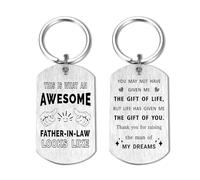 Yobent Father In Law Gifts from Bride, Awesome Father-in-law Birthday Keyring, Dad of the Groom Present for Christmas Wedding Anniversary