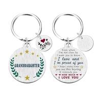 Yobent Granddaughter Christmas Keyring Gifts from Grandad Grandma, Best I Love You Granddaughter Birthday Key Ring for Girl