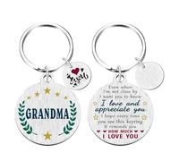 Yobent Grandma Gifts, Grandma Birthday Keyring from Granddaughter Grandson, I Love Grandmother Present, Unique Grandmother Christmas Retirement Ideas