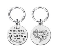 Yobent Grandma Memorial Keyring Gifts, Personalized Memory Remembrance Sympathy for Loss Grandmother Gift Ideas, Grief Grieving Bereavement Keyring for Loss of Grandmother