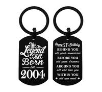 Yobent Happy 21 Birthday Gifts for Boys Girls, 21 Years Old Birthday Keyring, 21st Birthday Decorations for Men Women, Born In 2004 Birthday Present