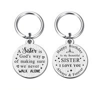 Yobent I Love My Sister Gifts, Personalized Sister Birthday Graduation Keyring Christmas Key Ring Present
