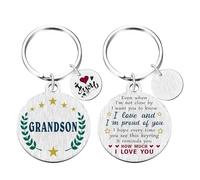 Yobent I Love You Grandson Gifts, Best Grandson Graduation Birthday Christmas Keyring from Grandad Grandma