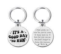 Yobent Running Gifts for Men Women, Runner Keyring for Boys Girls, Inspirational Marathon Running Lover Birthday Christmas Ideas Present, It's A Good Day to Run