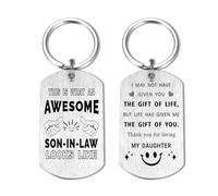 Yobent Son In Law Christmas Keyring Gifts from Mother In Law, Best Son In Law Birthday Present for Wedding Anniversary, Awesome Groom Gift Ideas