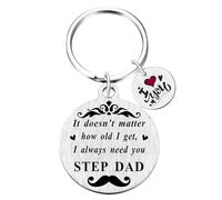 Yobent Step Dad Christmas Keyring Gifts for Men, Step Father Bonus Dad Birthday Keyring from Stepdaughter, I Love You Stuff Present for Stepfather, Step-dad Presents
