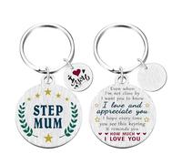 Yobent Step Mum Bonus Mum Gifts from Daughter Son, Sentimental Stepmum Key Ring Stepmother Birthday Present, Stepmum Gift Ideas for Christmas Wedding Anniversary