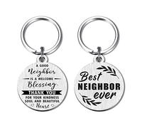 Yobent to My Neighbors Gifts for Women Men, Best Neighbors Ever Christmas Keyring for Birthday Moving Away Appreciation Key Ring