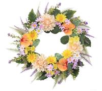 YobiLife Artificial Dahlia Orchid Wreath For Door And Wall Decorations, Featuring Silk Flowers And Butterfly Details, Designed For Spring Weddings And Parties